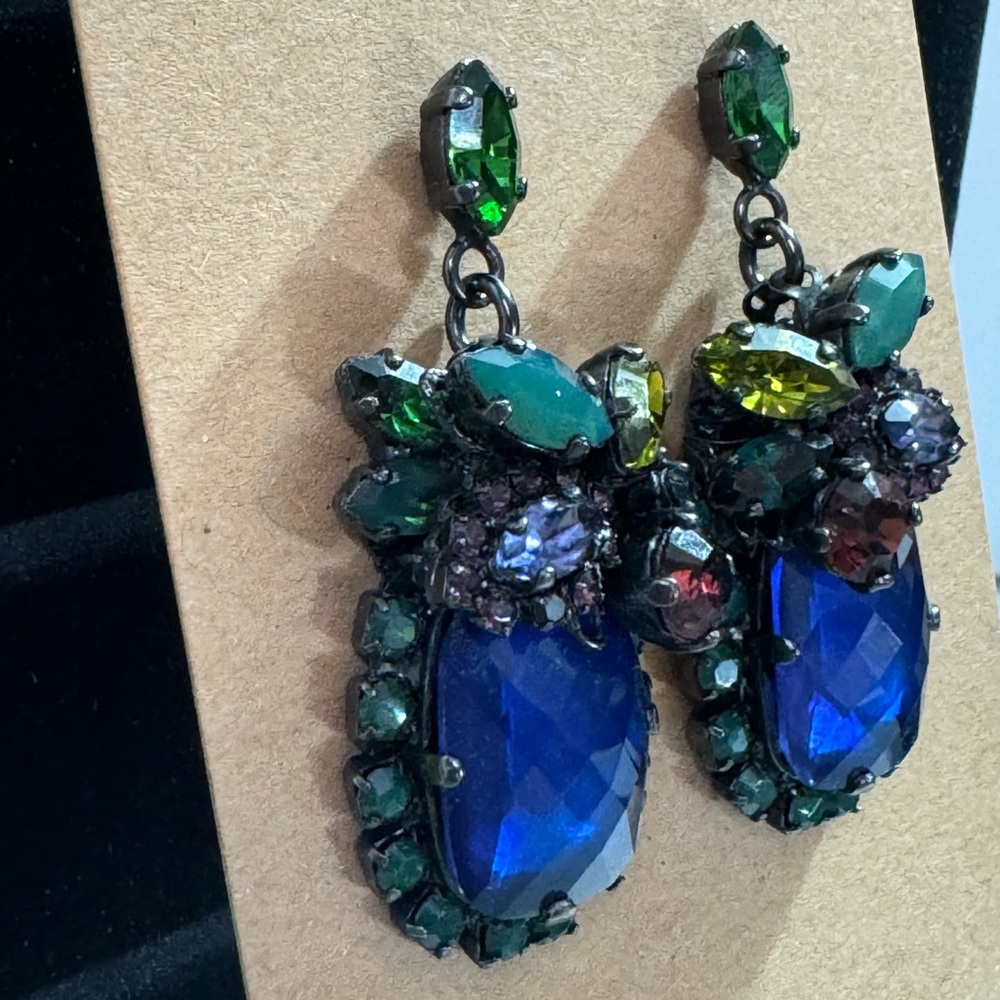 Rare Design Erickson Beamon Multicolor Rhinestone Dangle Earrings - Picture 4 of 6